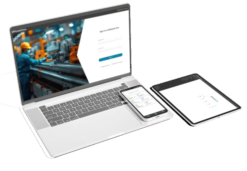 Mockup: Bimodal One login window displayed on different digital devices 